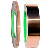 Freely Copper Foil Tape with Conductive Adhesive - 2 Pack (1Inch x 45ft & 1/4Inch x 120ft) - EMI Shielding, Slug Repellent, Crafts, DIY Projects, Stained Glass – Best Quality, Great Price