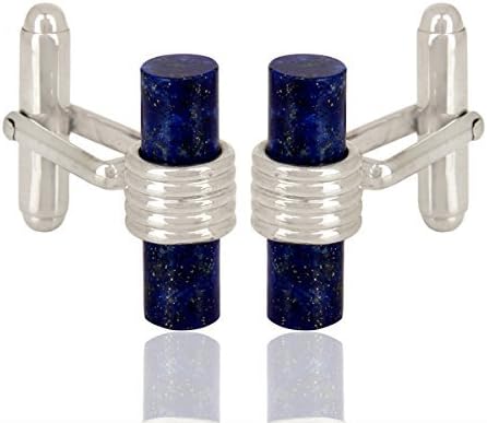 Natural Lapis Lazuli Gemstone Cufflinks, 925 Sterling Silver Jewelry For Men's, Lapis Cufflinks