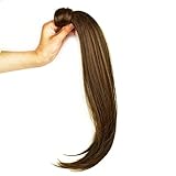 Liz Wig Long Straight Wrap around Ponytail Wig Hair Piece Extensions 18" (Medium brown)