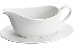 LECHAY Gravy Boat, 17 Oz Gravy Boat with Saucer Gravy Bowl for Gravy Salad Spout Milk 1 PC