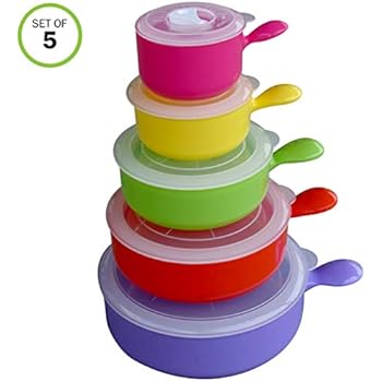 Evelots Microwave/Freezer Bowls-With Lids-Food Container-BPA Free Plastic-Set/5