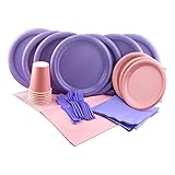 Pink & Purple Girls Frozen Party Set! Includes Plates, Napkins, Cups, Cutlery and Tablecover