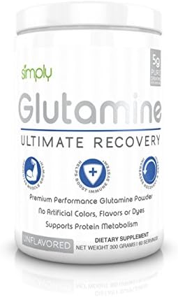 Simply Vitamins Glutamine Unflavored 300g 60 servings - Ultimate recovery, Premium Performance Glutamine Powder