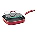 Rachael Ray Brights Nonstick Griddle Pan/Flat Grill with Glass Press, 11 Inch, Red Gradient