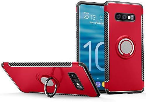 Hayder Galaxy S10e Case, Car Magnetic Stand Holder 360 Degree Adjustable Ring Kickstand Protection Cover (Red)