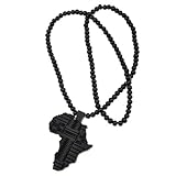 BestDealUSA Fashion Wooden Map Africa Piece Pendant Rosary Bead Chain Necklace Gift
