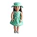 Dovewill 2pcs Fancy Clothes Outfit for 18inch American Girl My Life Zapf Baby Born Dolls Floral Dress Hat Set Green