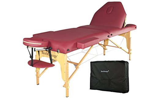 Burgundy 2 Pad 3 Fold Reiki Portable Massage Table