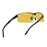 Mens Womens Night Vision Driving Polarized Sports Design Anti Glare Glasses with Yellow Lens for Outdoor Activities Sunglasses (BlackSports 1, Gold)