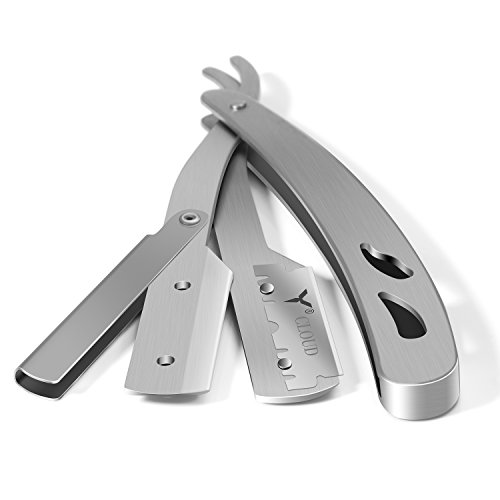 Straight Edge Razor, Razors Straight Razor Kit Barber Razor Supplies Single Blade Razor Shaving Blade Razor for Men Beard Shaper - 10 Blades Repalcement