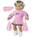 15 inch baby doll Clothing Cheerleader Outfit by Sophia's, 3 Pc. Set of Pink Cheerleader Dress, Pom Poms and Megaphone Fits Bitty Baby American Girl Baby Dolls,Pink Cheerleader Set