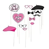 Fun Express - Paris Photo Stick Props for Birthday - Apparel Accessories - Costume Accessories - Costume Props - Birthday - 12 Pieces