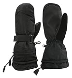 N'Ice Caps Unisex Adult High Performance Breathable Waterproof Winter Ski Mitten (Women's Medium, Black Solid)