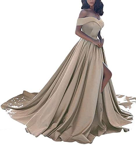 Prom Dresses Long Ball Gowns Off Shoulder Split Formal Wedding Dress for Women 2020