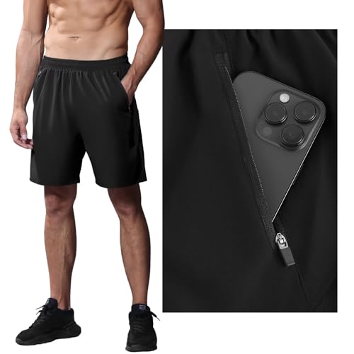 Men’s Sports Shorts, Quick-Drying, Lightweight, with Zip Pocket