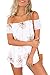 RUIGO Women's Lace Sexy Open Back Hollow Out Boho Playsuit Jumpsuit Romper Dress