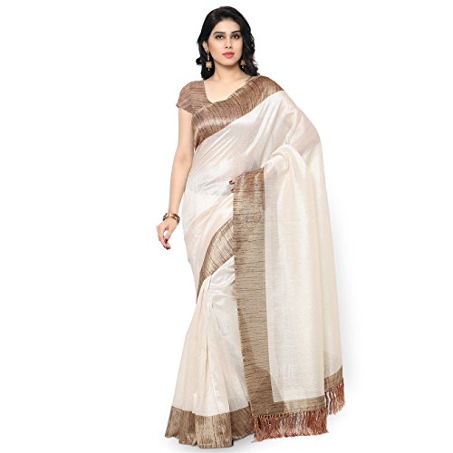 Rajnandini Women's Tussar Silk Plain Saree(JOPLNB3002__Free Size)