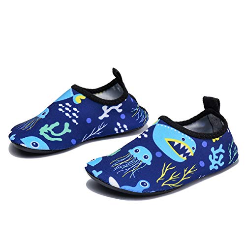 Lewhosy Kids Boys and Girls Swim Water Shoes Quick Drying Barefoot Aqua Socks Shoes for Beach Pool Surfing Yoga(24/Seaweed Blue) - Thumbnail 6