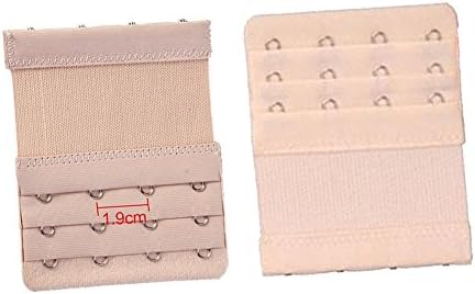 HKDK 2pcs Women Bra Extender Bra Strap Extension 4 Hook 3 Rows beige-skin color