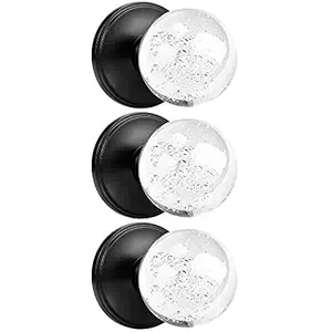 Orger Crystal Door Knobs with Passage Function, Heavy Duty Door Handles for Hallway or Closets, Keyless Non-Locking Passage Door Knobs 3 Pack, Round Clear Bubble Door Knob with Round Black Rosette