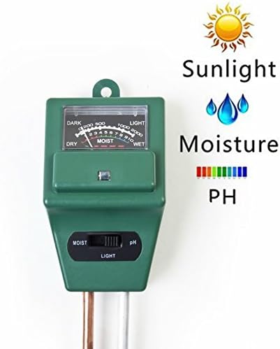 Soil Moisture Tester,3 in 1 Soil Sensor/Detector Kit for pH/Acidity Moisture Light Level Measurement,Soil Water Humidity Sunlight Intensity Meter,Hydrometer for Gardening Farming Plants Flower