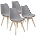Furmax Mid Century Modern DSW Dining Chair Upholstered Side Chair with Beech Wood Legs and Soft Padded Shell Tulip Chair for Dining Room Living Room Bedroom Kitchen Set of 4 (Gray)