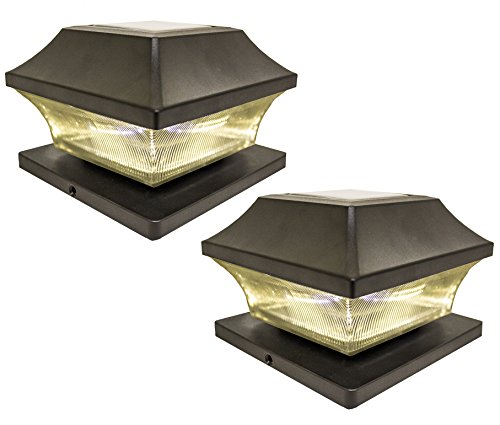 Solar Lights,Post Cap Lights,Super Bright 10 Lumen Black Vinyl,Sogrand Fence Lamp Outdoor Deck Post Lights,For Yard,Pathway,Dock,Driveway,Walkway,Pack of 2