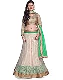 Janasya women's Pink net Lehenga with border