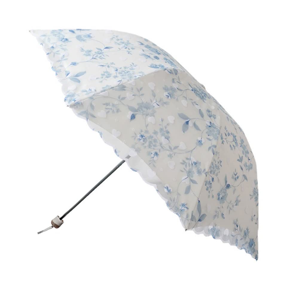 L-Lei Sun Umbrella Ladies Parasol Ladies Embroidered Lace Double-Deck Anti-UV Parasol Umbrella Sun/Rain/Snow Folding Umbrella