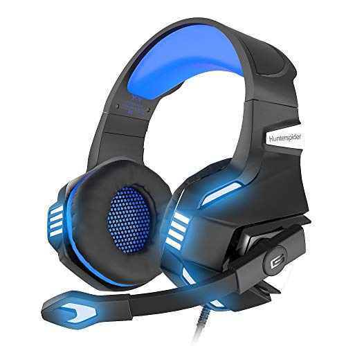 VersionTech Stereo Gaming Headset for PS4 Xbox One, Over Ear Headphones with Noise Isolating Mic, LED Light, Volume Control for Laptop, PC, Tablet, iMac, PSP, Mobile Phone -Blue