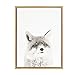 Kate and Laurel Sylvie Fox Black and White Portrait Framed Canvas Wall Art by Simon Te Tai, 18x24 Natural