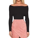 Elevin(TM)Women Sexy Short Top Tight Knitting Sweater Off-Shoulder Strapless T-shirt