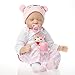 SanyDoll Reborn Baby Doll Vinyl 22inch 55cm Lovely Lifelike Cute Toy Pink Sleeping Baby Doll