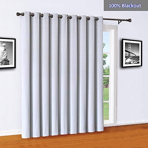 Warm Home Designs Extra Large 110" x 84" Panel of Textured Metallic Silver Color 100% Blackout Insulated Patio Door Curtains. Use As Sliding Door Drape Or As Room Divider. MA Silver Patio 84