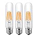 ZYCYLIGHT T10 6W Tubular LED Bulb, Dimmable Led Edison Bulb,Led Filament Bulb, T10 Nostalgic Led Bulb, E26 Medium Base, 60 Watt Bulb Equivalent, 2700K Warm White,550LM,Clear Glass Cover, 3-Pack