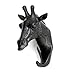 HERNGEE Giraffe Head Single Wall Hook/Hanger Animal Shaped Coat Hat Hook Heavy Duty, Rustic Decorative Gift, Black