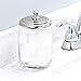 mDesign Glass Bathroom Vanity Apothecary Storage Organizer Canister Jar for Cotton Balls, Swabs, Makeup Sponges, Bath Salts, Hair Ties, Jewelry - Set of 3, Varied Sizes - Clear/Chrome