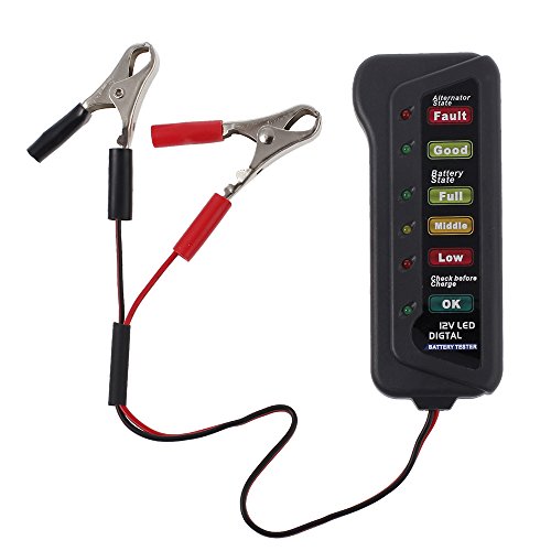 Tanice Digital Battery Alternator Load Tester 6 LED Display 12V for Car Vehicle Motorcycle Trucks
