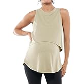 ZDC Women's Maternity Nursing Tank Tops Sleeveless Double Layer Breastfeeding Shirts Summer Pregnancy Clothes