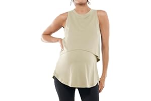 ZDC Women's Maternity Nursing Tank Tops Sleeveless Double Layer Breastfeeding Shirts Summer Pregnancy Clothes