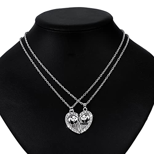 MJARTORIA Split Heart Best Friend Necklace Set - 2 Piece Stainless Steel 'Weirdo' Engraved Pendant Set, 18" Each - View #10