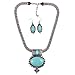 QIYUN.Z Women Girl Lady Girl Turquoise Oval Shape Charming Necklace Earrings Chain Set