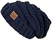 Funky Junque’s C.C. Trendy Warm Oversized Chunky Soft Oversized Cable Knit Slouchy Beanie - Navy