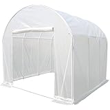 Abba Patio 10 by 10 by 9-Feet Heavy Duty Walk in Greenhouse Fully Enclosed Outdoor Plant Garden Greenhouses, White