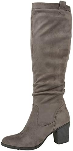 Shoes By Emma Ladies Faux Suede Tall Long Leg Knee High Fashion Mid Block Heel Zip Warm Winter Boots Size 4-8