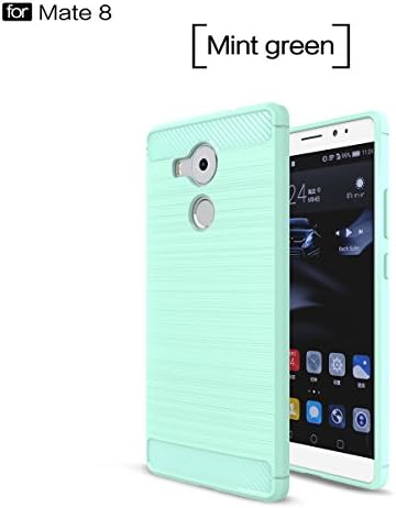 Huawei Mate 8 Case,COOLKE Shockproof Carbon Fibre Soft TPU Silicone Protective Case Cover for Huawei Mate 8 - Mint Green