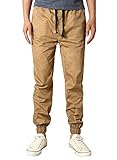 HEMOON Mens Regular Fit Twill Chino Harem Jogger Pants
