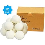 12-Pack Kevenz XL Premium Australian Wool Dryer Balls,Reusable Organic Natural Fabric Softener and Static Reducer ball