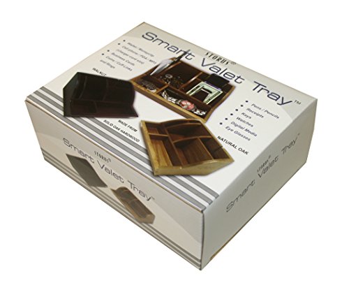 Storus Smart Valet Tray-Desk/Night Stand Personal Organizer-Stores Accessories from Your Pockets Or Purse All in One Place-Natural Oak Wood