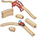 Dragon Drew 24 Piece Wooden Train Set - Compatible with Brio, Thomas, Chuggington and All Major Brands – Accessories and Expansion Kit Includes 22 Tracks, a Bridge and 1 Engine Car